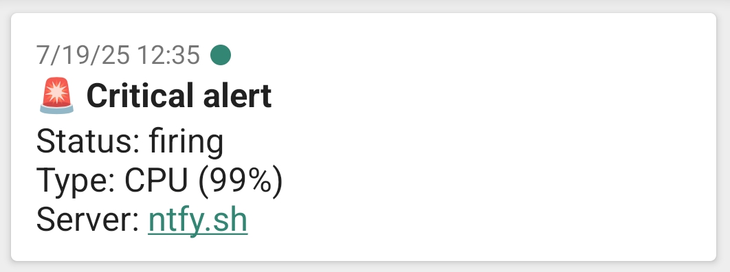 notification from custom JSON webhook template
